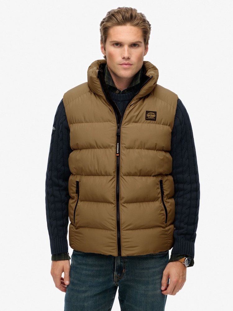Superdry Yellow Sports Puffer Gilet - Image 1 of 7 Superdry Yellow Sports Puffer Gilet - Image 1 of 7