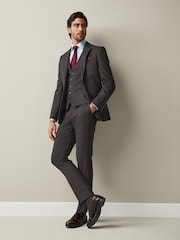 Brun - Slim Fit (Slim Fit) - Veste de costume texturée - Image 3 de 10
