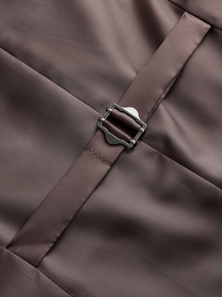 Brown Textured Suit Waistcoat - Image 3 of 3