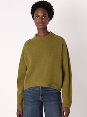 Whistles Green Wool Curved Hem Knited Jumper - Image 1 of 5