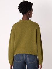 Whistles Green Wool Curved Hem Knited Jumper - Image 2 of 5