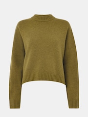 Whistles Green Wool Curved Hem Knited Jumper - Image 5 of 5