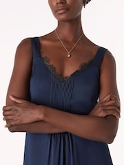 Whistles Blue Crepe Lace Trim Cami Dress - Image 4 of 5