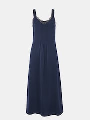 Whistles Blue Crepe Lace Trim Cami Dress - Image 5 of 5