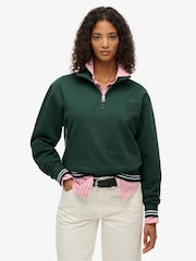 Superdry Green Country Club Embossed Half Zip Jumper - Image 1 of 5