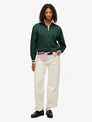 Superdry Green Country Club Embossed Half Zip Jumper - Image 2 of 5