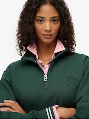 Superdry Green Country Club Embossed Half Zip Jumper - Image 3 of 5