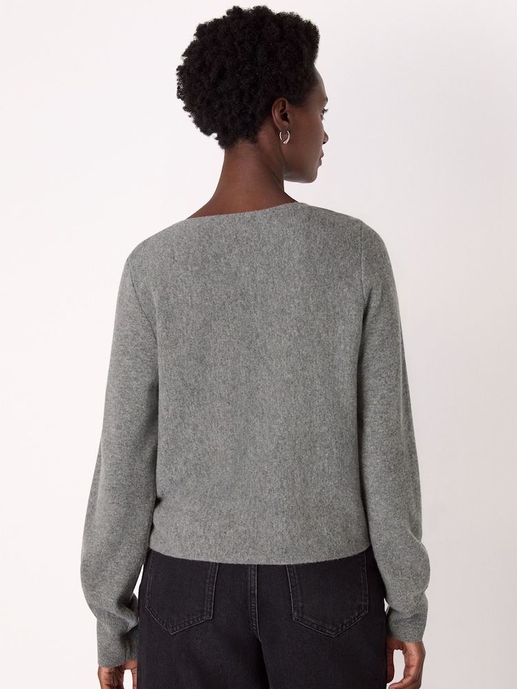 Whistles Grey Twist Front Detail Knit Jumper - Image 2 of 5