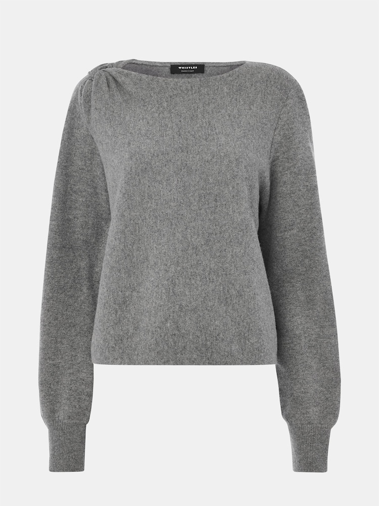 Whistles Grey Twist Front Detail Knit Jumper - Image 5 of 5