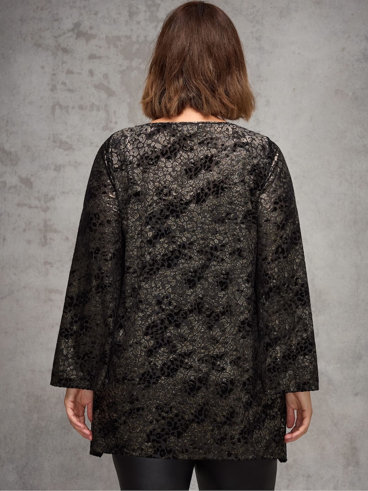 Live Unlimited Gold Jacquard Burnout Hanky Hem Tunic - Image 4 of 4 Live Unlimited Gold Jacquard Burnout Hanky Hem Tunic - Image 4 of 4