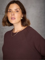 Live Unlimited Brown Crew Neck Longline Knitted Jumper - Image 4 of 6