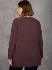 Live Unlimited Brown Crew Neck Longline Knitted Jumper - Image 5 of 6