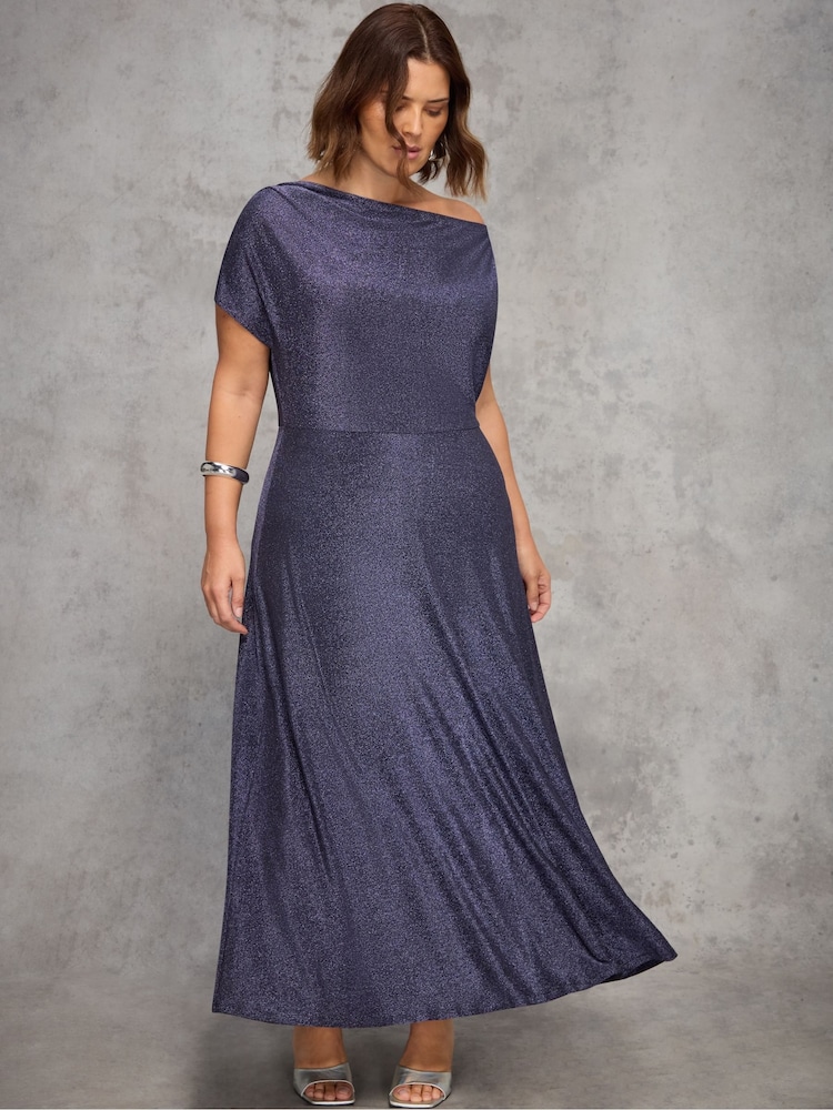 Live Unlimited Purple Sparkle Asymmetric Maxi Dress - Image 2 of 6 Live Unlimited Purple Sparkle Asymmetric Maxi Dress - Image 2 of 6