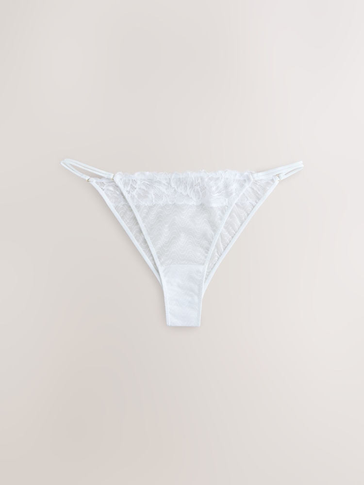 Pink/White Lace Trim Tanga Knickers 2 Pack - Image 2 of 9