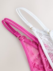 Pink/White Lace Trim Tanga Knickers 2 Pack - Image 8 of 9