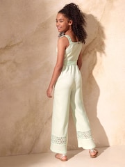 Lipsy Mint Green Crochet Jersey Holiday Jumpsuit (7-16yrs) - Image 7 of 8