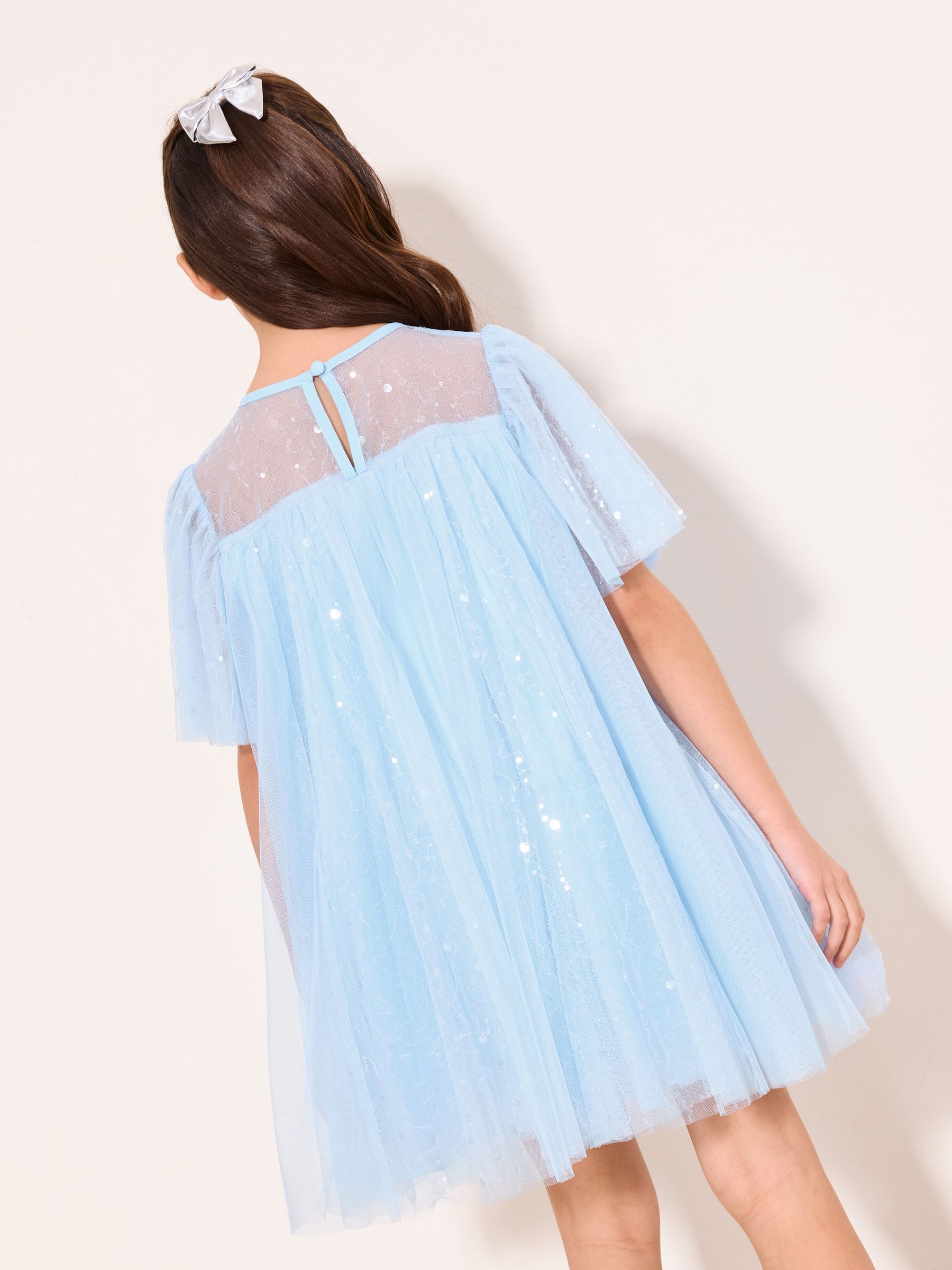 Buy Lipsy Blue Sequin Tulle Shift Occasion Dress (5-11yrs) from