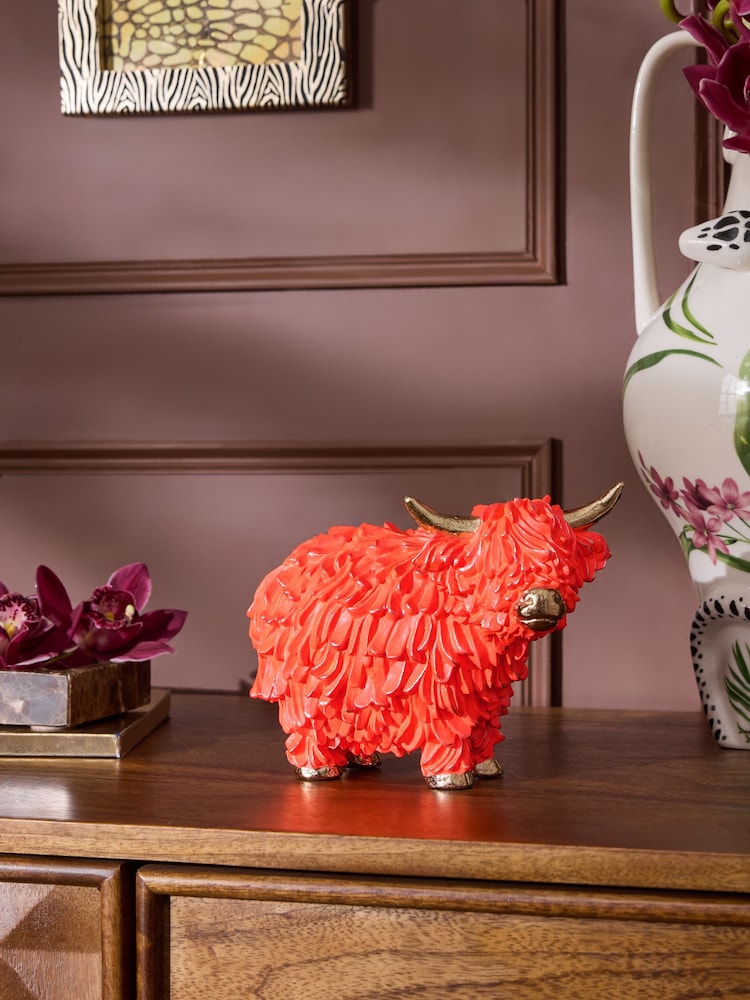 Neon Orange Hamish The Highland Cow Small Ornament - Image 1 of 3 Neon Orange Hamish The Highland Cow Small Ornament - Image 1 of 3
