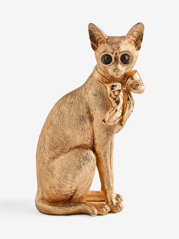 Gold Priscilla Cat Ornament - Image 2 of 3 Gold Priscilla Cat Ornament - Image 2 of 3