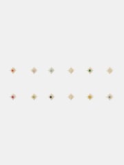 Accessorize Gold 4 Pack 14ct Gold Plated Birthstone Celestial Earrings - Image 2 of 3