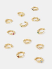 Accessorize Gold 4 Pack 14ct Gold Plated Birthstone Celestial Earrings - Image 3 of 3