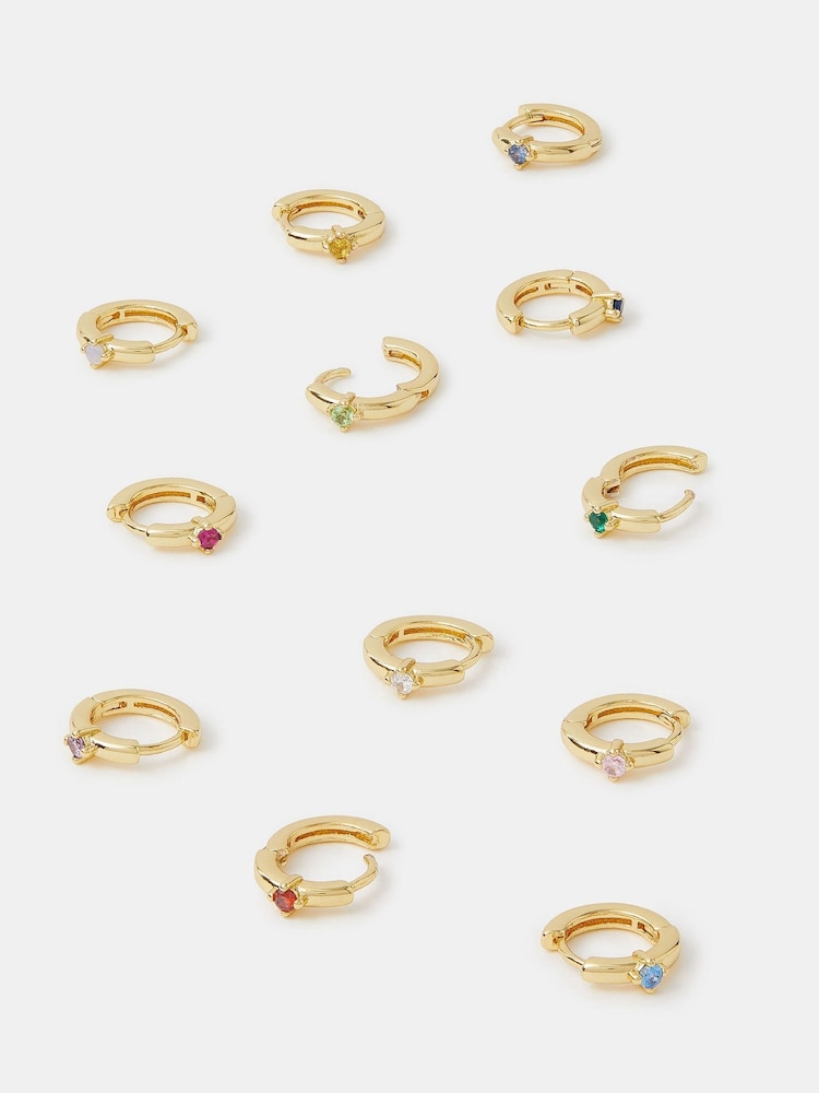 Accessorize Gold 4 Pack 14ct Gold Plated Birthstone Celestial Earrings - Image 3 of 3