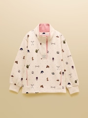 Joules Girls' Burnham Cream Funnel Neck Sweatshirt - Image 1 of 5
