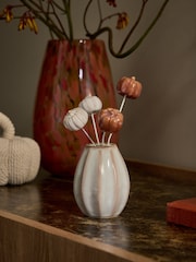 White Autumn Pumpkin Wire and Ceramic Ornament - Image 1 of 3