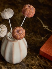 White Autumn Pumpkin Wire and Ceramic Ornament - Image 2 of 3