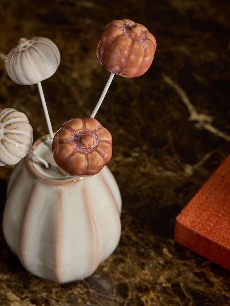 White Autumn Pumpkin Wire and Ceramic Ornament - Image 2 of 3 White Autumn Pumpkin Wire and Ceramic Ornament - Image 2 of 3