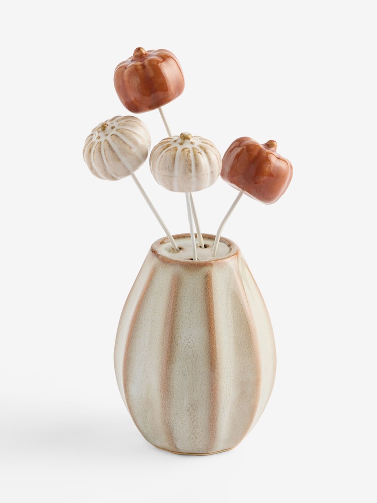 White Autumn Pumpkin Wire and Ceramic Ornament - Image 3 of 3 White Autumn Pumpkin Wire and Ceramic Ornament - Image 3 of 3