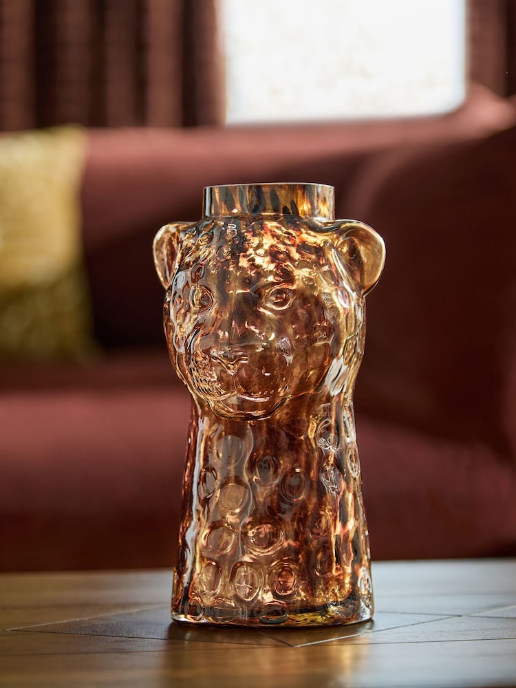 Window Pane Code Buy Brown Tortoiseshell Luca Leopard Head Glass Vase from Next Australia