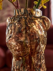 Brown Tortoiseshell Luca Leopard Head Glass Vase - Image 3 of 3