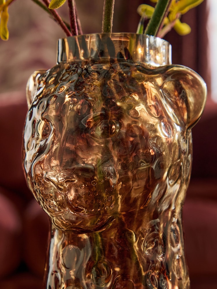 Window Pane Code Buy Brown Tortoiseshell Luca Leopard Head Glass Vase from Next Australia
