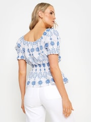Long Tall Sally Blue 100% Cotton Embroidered Boho Top - Image 3 of 5