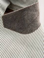 Ecru Archive Double Breasted Wool Rich Seersucker Texture Stripe Suit Jacket - Image 10 of 12