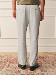 Ecru Archive Wool Rich Pleated Seersucker Texture Stripe Suit Trousers - Image 3 of 11