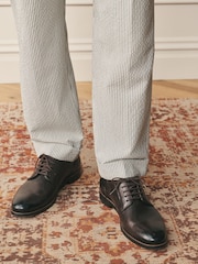 Ecru Archive Wool Rich Pleated Seersucker Texture Stripe Suit Trousers - Image 5 of 11