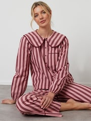 Threadbare Pink Check Peter Pan Collar Long Pyjamas Set - Image 1 of 4