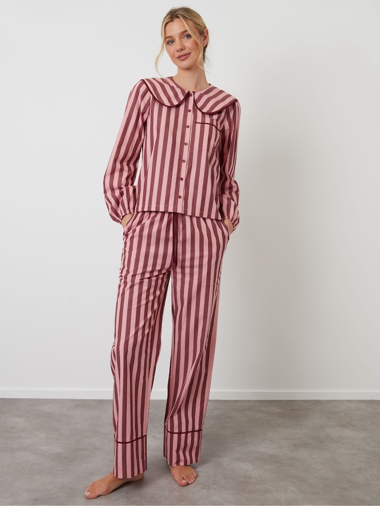 Threadbare Pink Check Peter Pan Collar Long Pyjamas Set - Image 2 of 4
