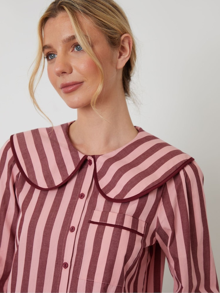 Threadbare Pink Check Peter Pan Collar Long Pyjamas Set - Image 4 of 4 Threadbare Pink Check Peter Pan Collar Long Pyjamas Set - Image 4 of 4