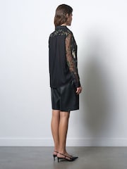 French Connection Black Roshene Sequin Shirt - Image 2 of 6