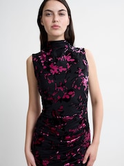 French Connection Pink Idina Burnout Dress - Image 3 of 4
