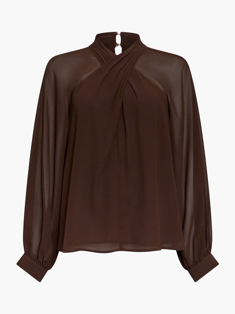 French Connection Brown Eden Gtte L/s Wrap Nk Blouse - Image 6 of 6 French Connection Brown Eden Gtte L/s Wrap Nk Blouse - Image 6 of 6