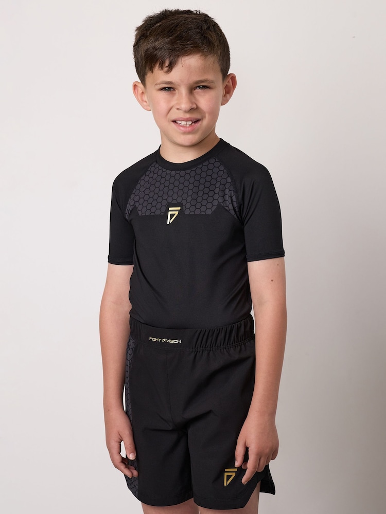 Gym King Black Kids Combat Short Sleeve Rash Guard - Image 2 of 4 Gym King Black Kids Combat Short Sleeve Rash Guard - Image 2 of 4