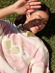 Pink/Ecru Striped Padel Graphic Short Sleeve Sweatshirt - Image 3 of 9