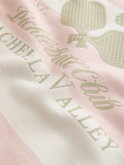 Pink/Ecru Striped Padel Graphic Short Sleeve Sweatshirt - Image 9 of 9
