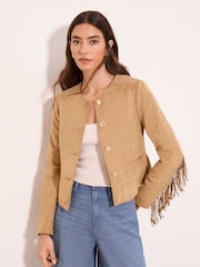 Lipsy Studded Fringe Faux Suede Festival Jacket - صورة 1 من 4