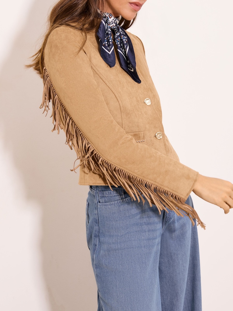 Lipsy Studded Fringe Faux Suede Festival Jacket - صورة 4 من 4