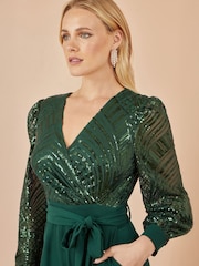 Yumi Green Sequin Wrap Over Jumpsuit - Image 5 of 5
